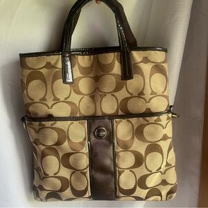 Coach Signature Stripe Fold-over Tote